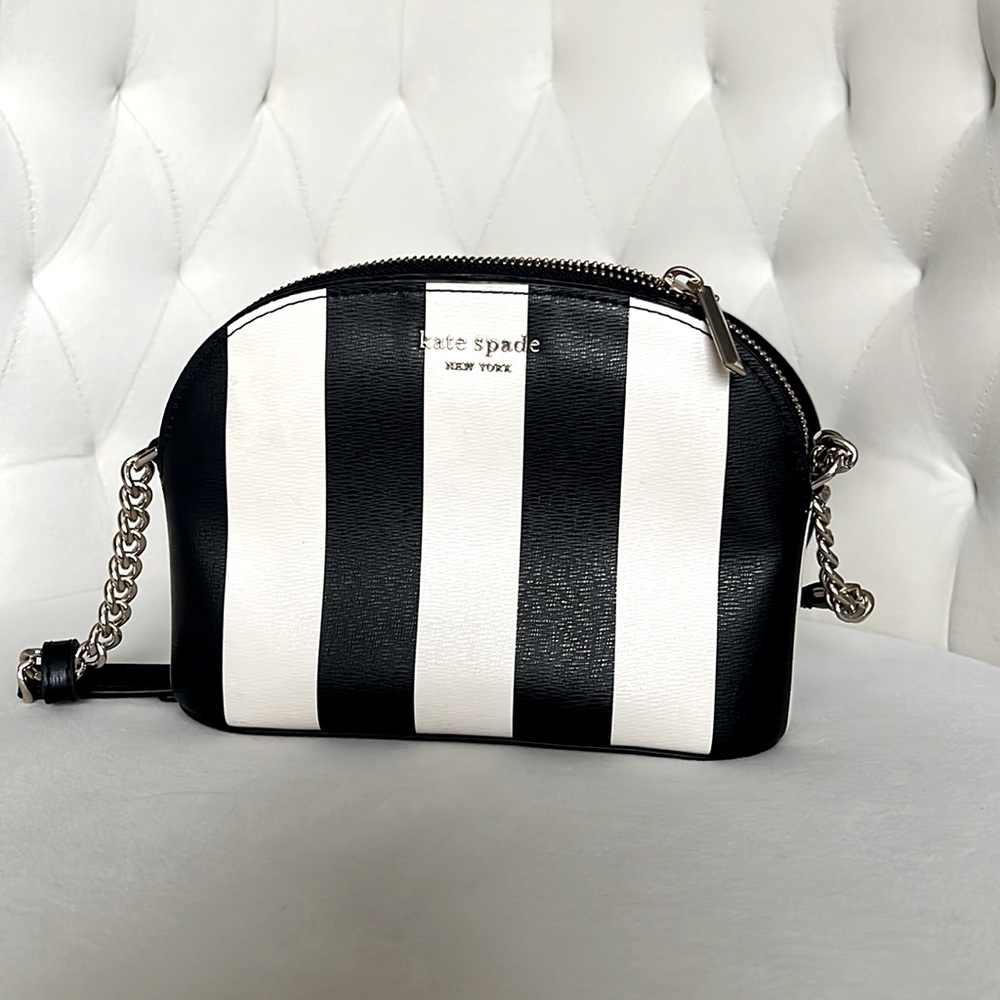 Kate Spade New York Spencer Small Dome Crossbody | black and white striped purse